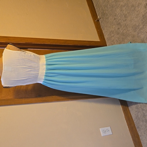 Flying Tomato Embroidered Empire Waist Tropical Beach Chiffon Maxi Dress L - Picture 6 of 8